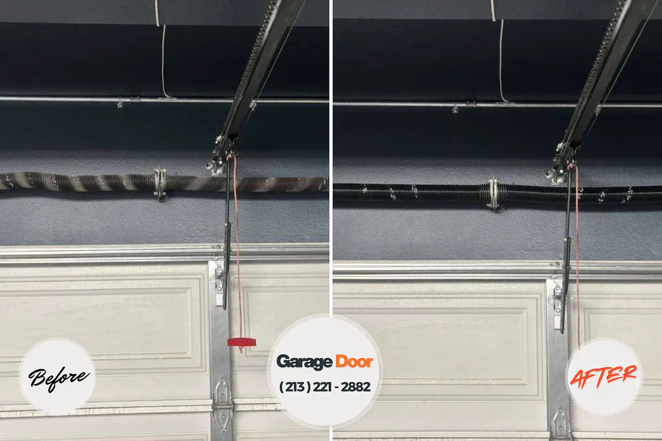 Before and after: garage door repair Cherokee, NC